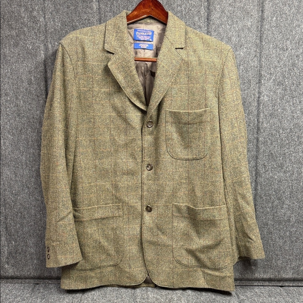Pendleton Houndstooth Olive Tweed Blazer - Picture 1 of 7